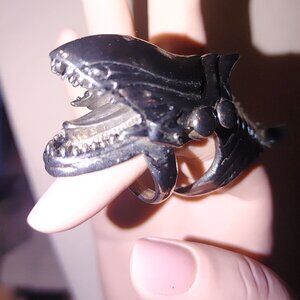 Alien Biomechanical Claw 3D Ring Size 10 Articulated Multi Jointed Silvertone